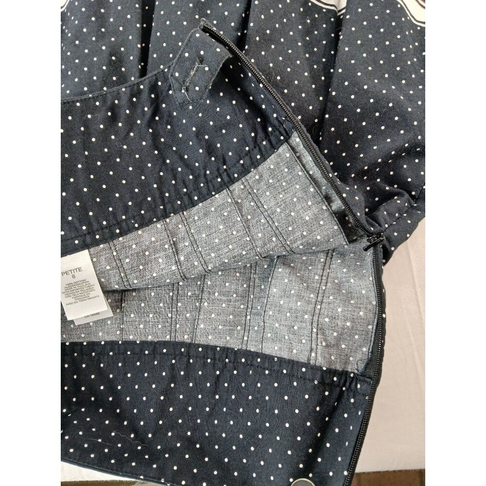 Vintage Liz Claiborne Black Polka Dot Pleated Skirt Size 8 P Petite Border Print - Picture 10 of 10